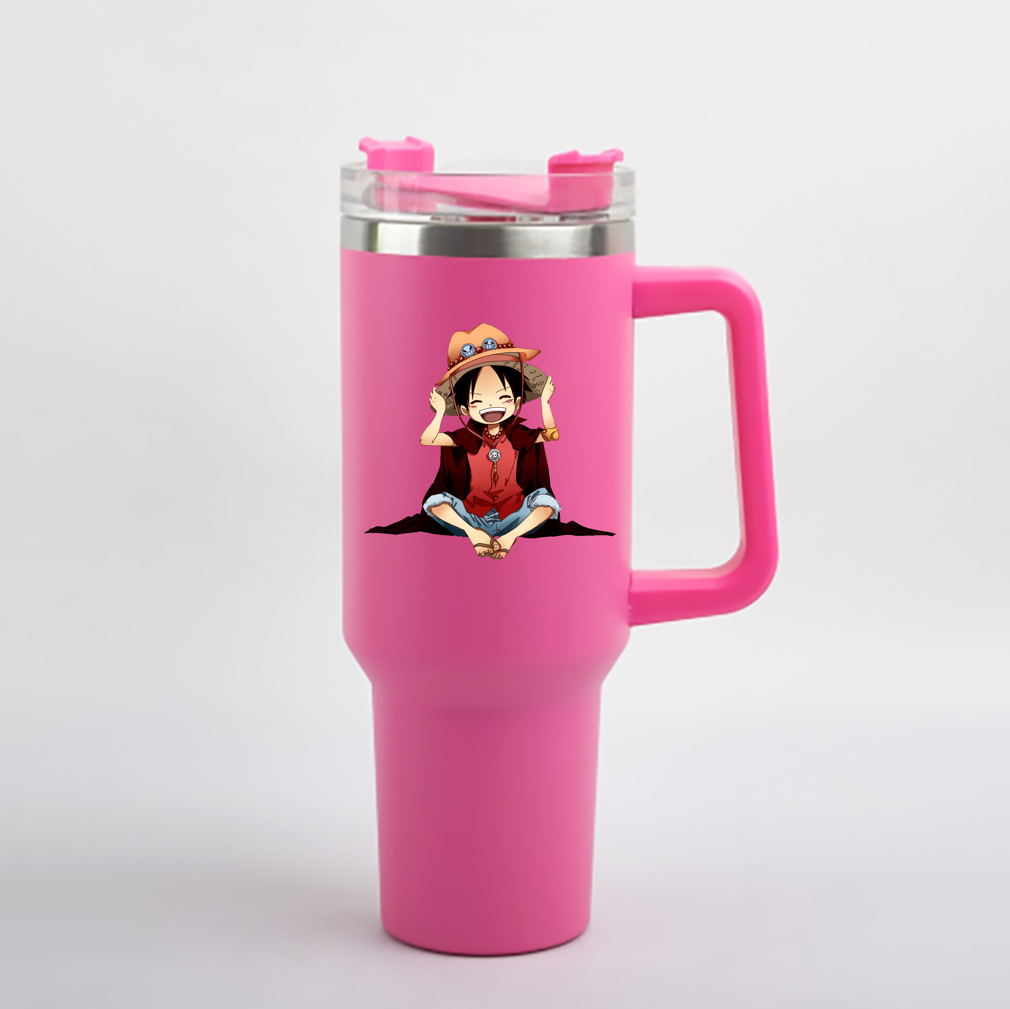 ワンピース モンキー・D・ルフィ ONE PIECE Monkey D. Luffy 1200mL車用タンブラー - クリスタルステッカー（プラスチックストロー付き）